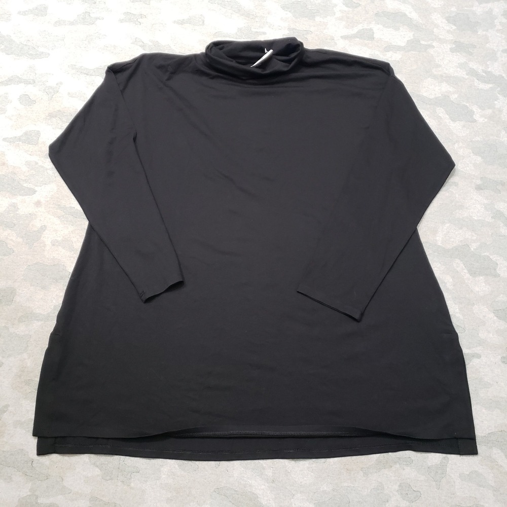 J. Jill Tunic Top Women XL Black Turtleneck High-Low Long Sleeve NWT Minimalist